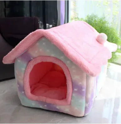 Foldable Dog House Pet Cat Bed Winter Dog Villa Sleep Kennel Removable Nest Warm Enclosed Cave Sofa Pets Supplies - Bellarte Enchanté Foldable Dog House Pet Cat Bed Winter Dog Villa Sleep Kennel Removable Nest Warm Enclosed Cave Sofa Pets Supplies